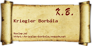 Kriegler Borbála névjegykártya
