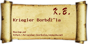 Kriegler Borbála névjegykártya